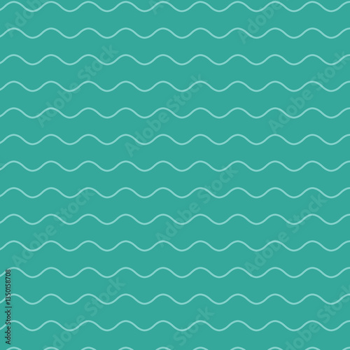 Teal wave pattern seamless background, wavy line design, turquoise rhythmic texture for banners, posters, flyers, and more.