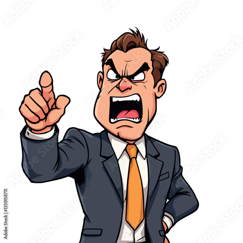 Angry businessman pointing finger and shouting