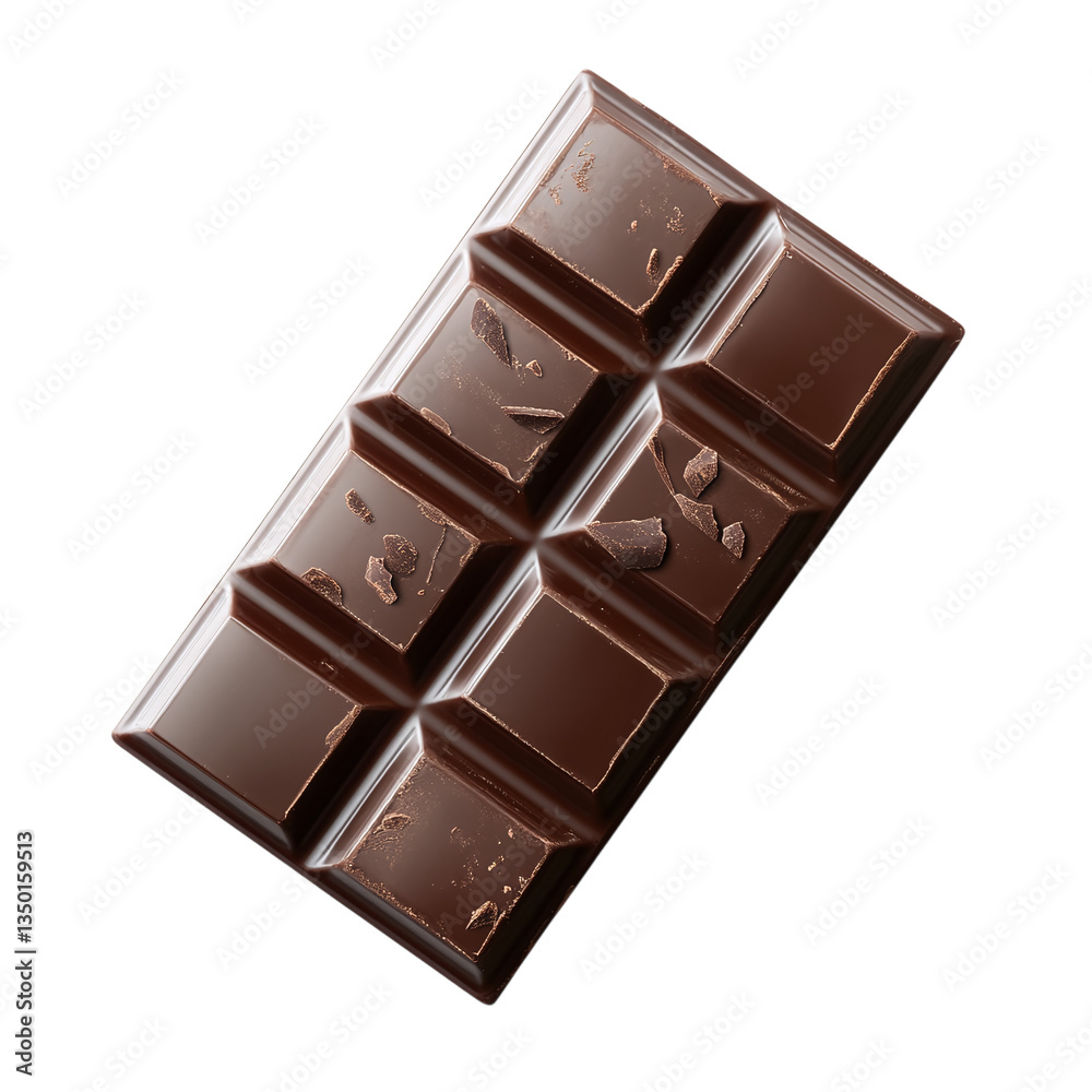 Obraz premium Dark chocolate bar isolated on a transparent background