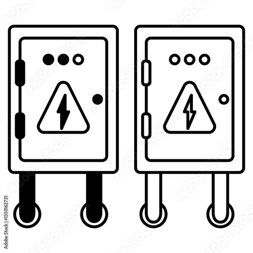 electrical panel box icon, simple flat style, illustration, logo sign symbol pictogram template, for ui or ux isolated on white for mobile app, editable