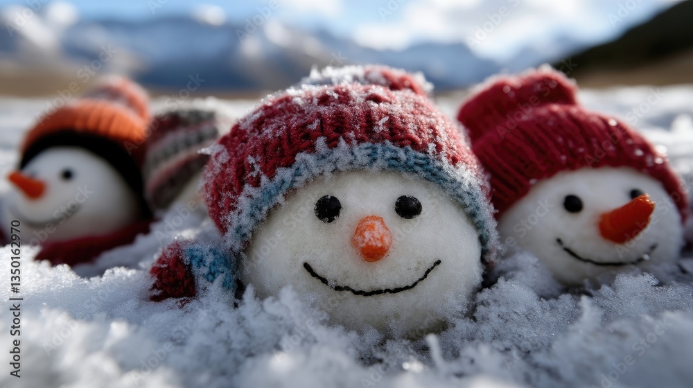 Snowy winter scene with snowmen Snowy winter scene with snowmen