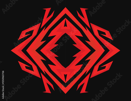 Simple background with gradient red color sharp and zigzag pattern with some copy space