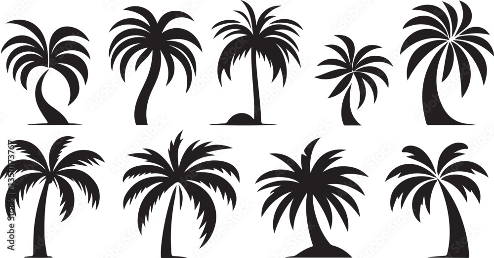 set of palm trees set of palm trees