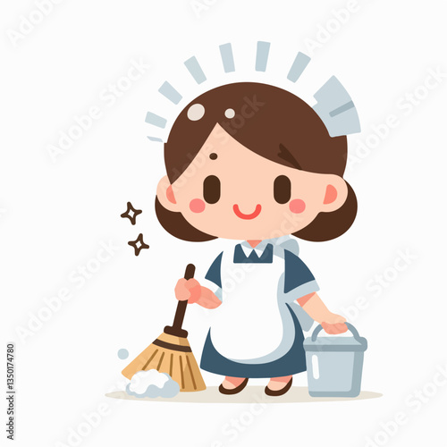 vector illustration of the profession of a maid
