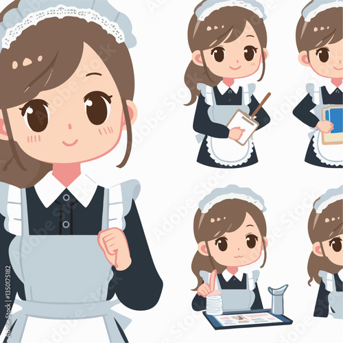 vector illustration of the profession of a maid