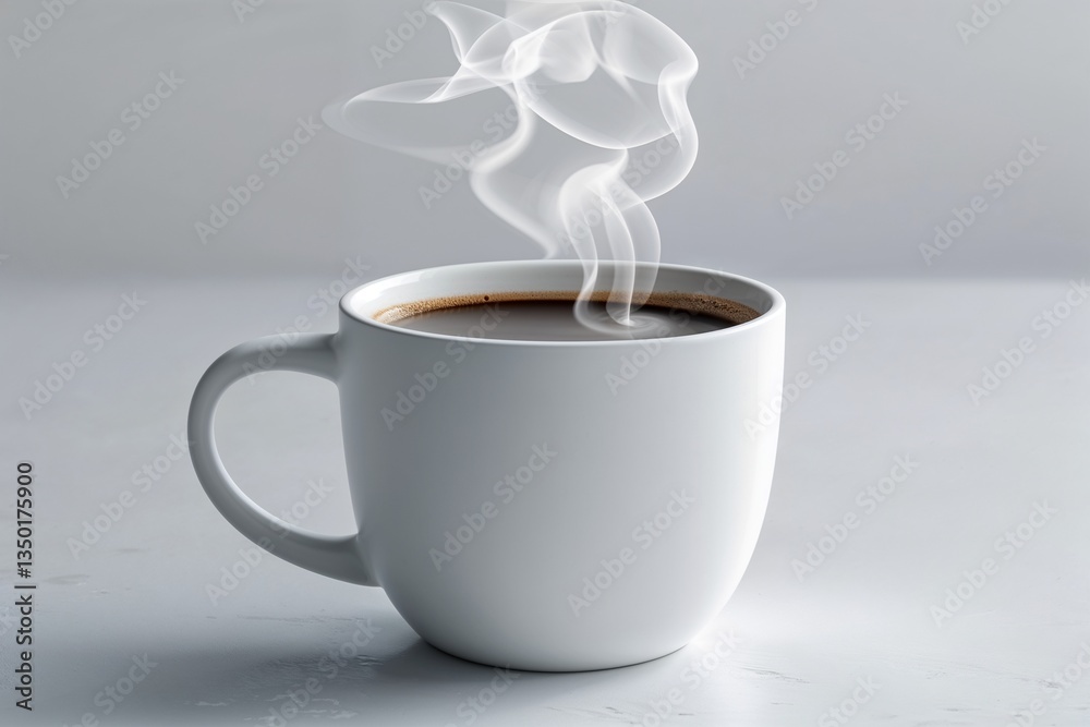 A steaming cup of coffee, promising warmth and comfort on a quiet morning, showcased in soft, diffused light against a subtle grey background. A steaming cup of coffee, promising warmth and comfort on a quiet morning, showcased in soft, diffused light against a subtle grey background.