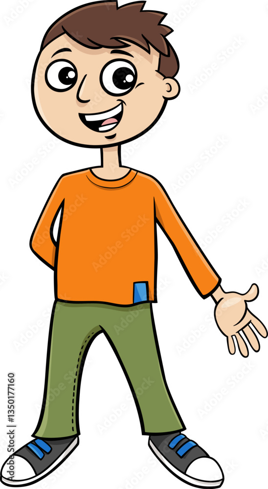happy cartoon teen boy character