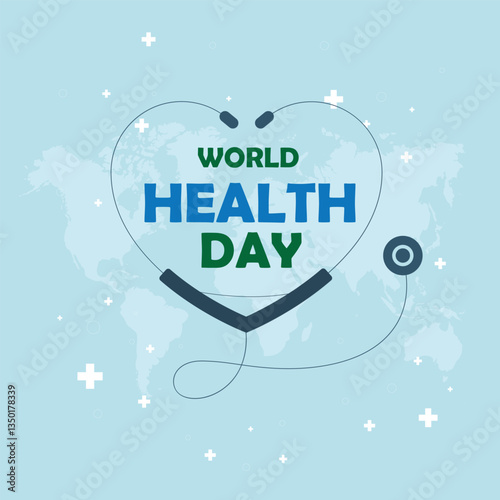 Vector illustration on the blue theme of World Health Day observed on 7th April. World Health day 2024 concept  World health day concept banner design with doctor stethoscope