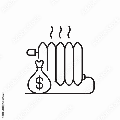 Heating radiator energy cost icon vector sign