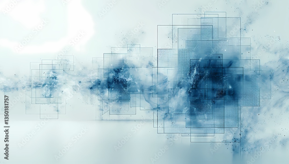Obraz premium Abstract Background with Intersecting Square Lines and Subtle Blue Hues