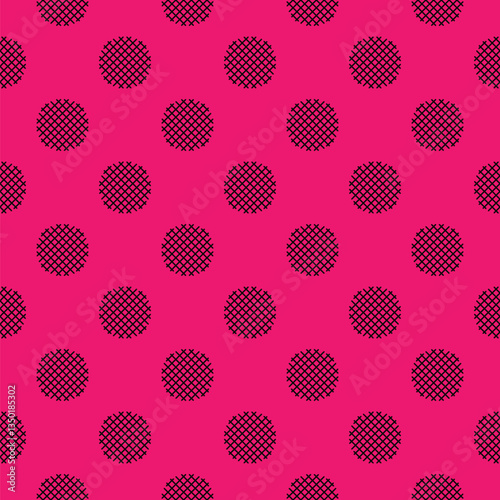 Pastel Black Seamless Polka Dot Pattern, Pink Background