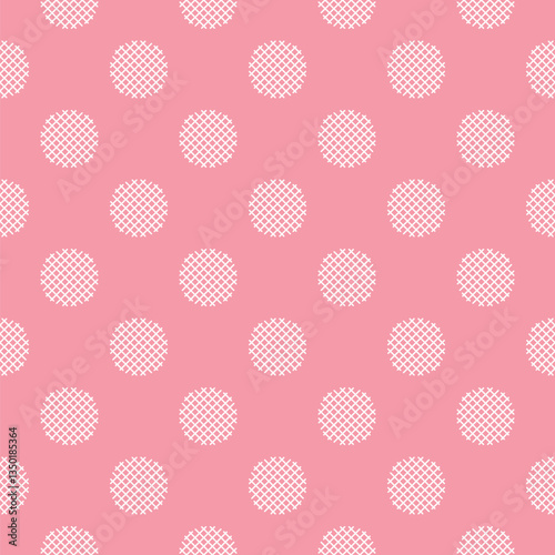 Pastel White Seamless Polka Dot Pattern, Pink Background