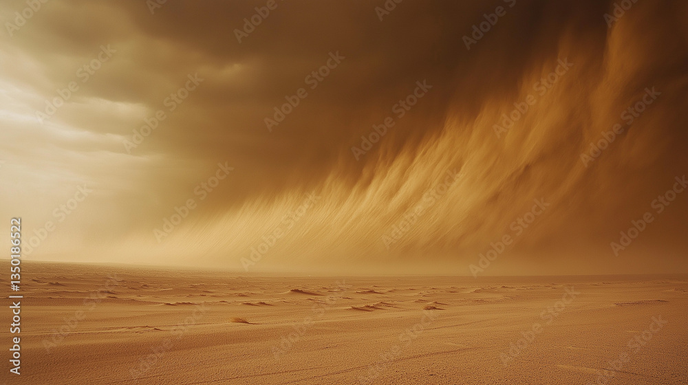 Naklejka premium Experience the Fury of a Massive Sandstorm Sweeping Across a Vast Desert Expanse Relentlessly Intense