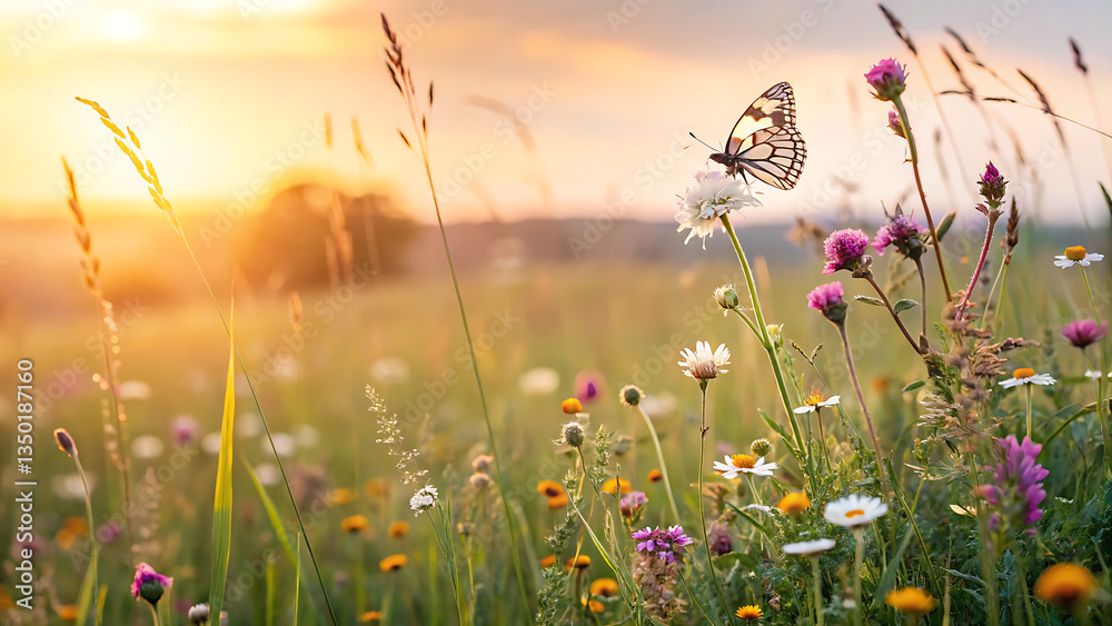 Fototapeta premium spring meadow with poppies