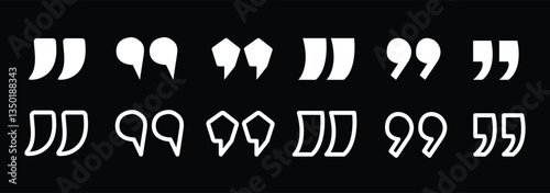 quotation mark, quote symbol icon vector illustration, double quotation mark vector design collection. Quote icon vector set. Speech mark.