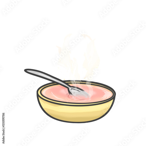 a bowl of chicken porridge without a background