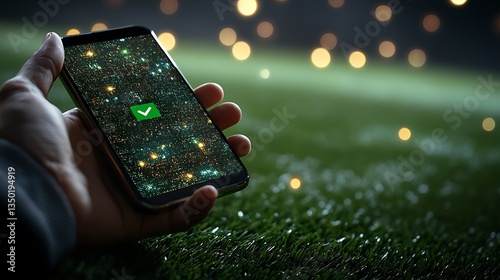 Mobile Checkmark with Night Field.