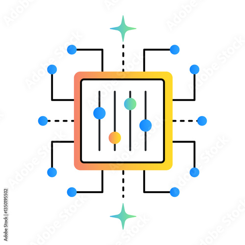 Wallpaper Mural Fine-Tuning Icon - Customizing AI Models, Hyperparameter Adjustment, AI Model Optimization, Vector Editable Stroke Icon. Torontodigital.ca