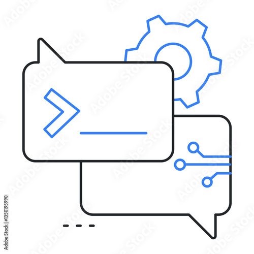 Prompt Engineering Icon - AI Input Design, Chatbot Commands, Generative AI Tuning, Vector Editable Stroke Icon.