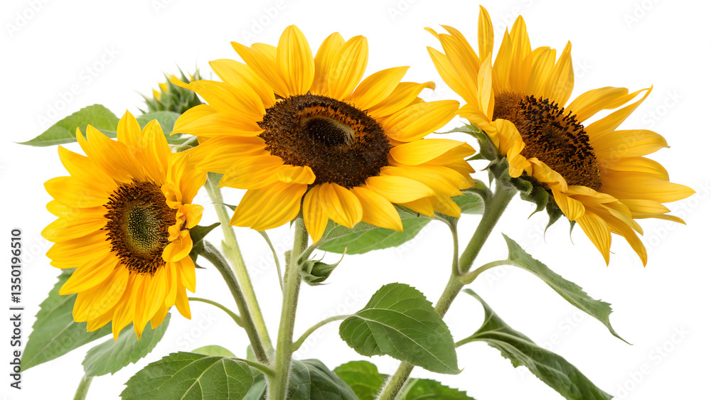 Fototapeta premium Sunflower flowers, Isolated on Transparent Background