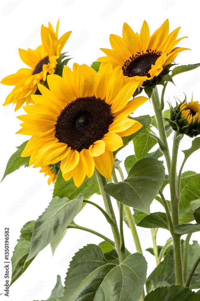 Obraz premium Sunflower flowers, Isolated on Transparent Background