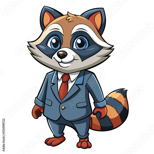 Cartoon raccoon wearing a suit
