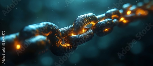 Glowing metal chain links close-up. (2)