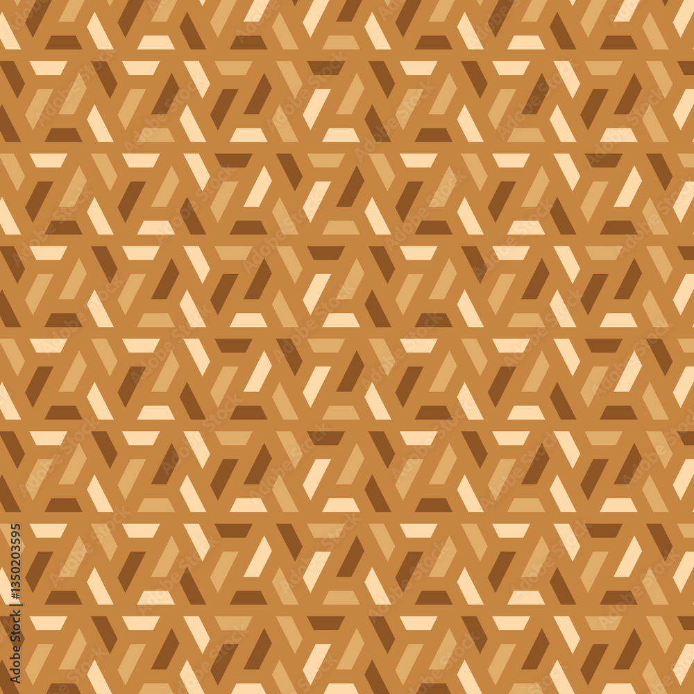 Geometric pattern of interlocking shapes in shades of brown. Modern seamless texture for backgrounds, wallpapers, packaging, and design projects. Geometric pattern of interlocking shapes in shades of brown. Modern seamless texture for backgrounds, wallpapers, packaging, and design projects.