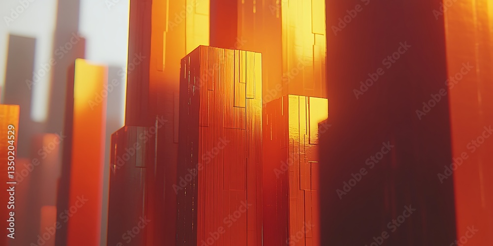 Fototapeta premium Abstract Orange Cityscape.