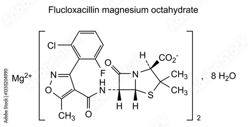 Chemical structure of flucloxacillin magnesium octahydrate, drug substance