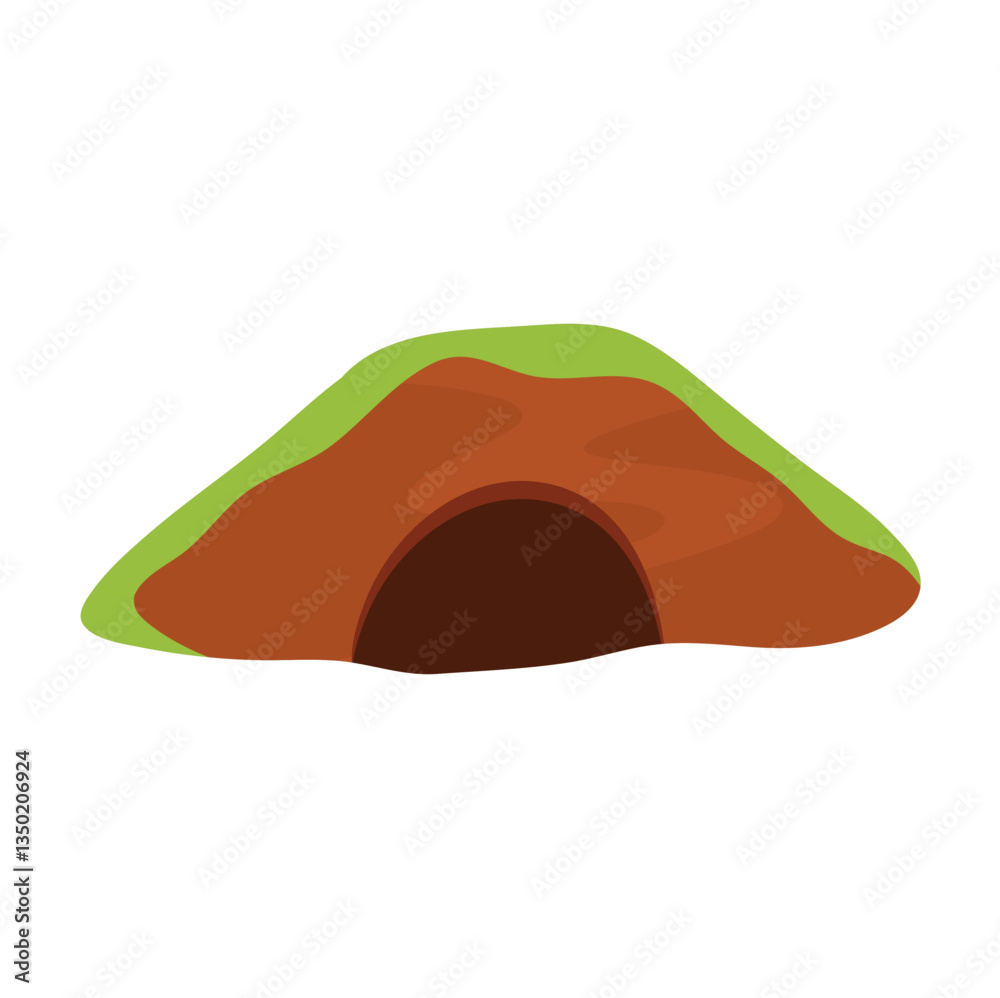 Small animal Burrow with grasses. Cute simple natural drawing for wild animal hiding place outdoor. Vector illustration. Small animal Burrow with grasses. Cute simple natural drawing for wild animal hiding place outdoor. Vector illustration.