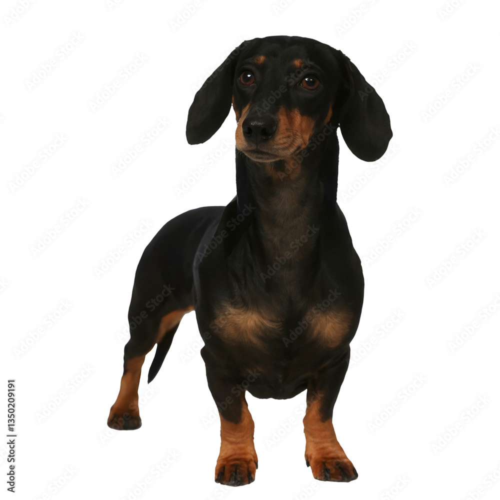 Black and Tan Dachshund Standing Isolated on transparent Background Black and Tan Dachshund Standing Isolated on transparent Background