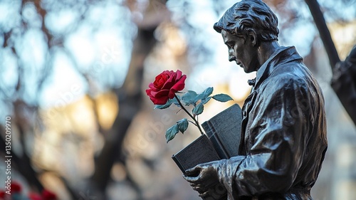 Sant Jordi (Barcelona, Spain), Sant Jordi Festival, Spain Traditional Festival, tradition of giving roses and books in Spain, Culture, Heritage, Cultural Heritage, Events, Roses, Books, Generative AI