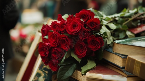 Sant Jordi (Barcelona, Spain), Sant Jordi Festival, Spain Traditional Festival, tradition of giving roses and books in Spain, Culture, Heritage, Cultural Heritage, Events, Roses, Books, Generative AI