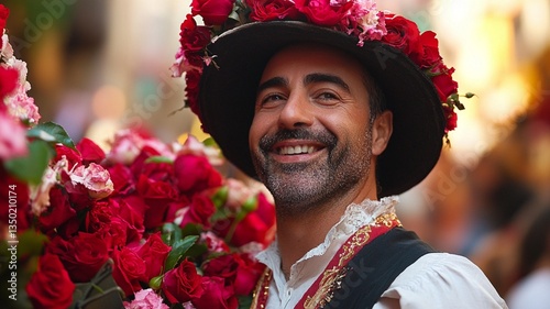 Sant Jordi (Barcelona, Spain), Sant Jordi Festival, Spain Traditional Festival, tradition of giving roses and books in Spain, Culture, Heritage, Cultural Heritage, Events, Roses, Books, Generative AI