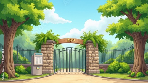 Zoo Entrance Gate with Lush Greenery