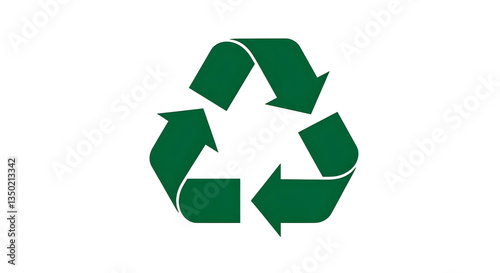 Dark green recycle symbol isolated on transparent background, cut out, ai generated