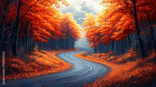 Forest winding path in autumn colors high resolution hd picture