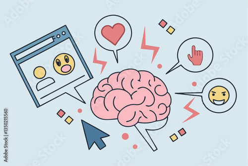 Brain rot toxic social media addiction causing depression, anxiety and negative harmful mind, online overwhelmed, cyber bullying or doomscrolling concept, human brain rot with toxic social media.