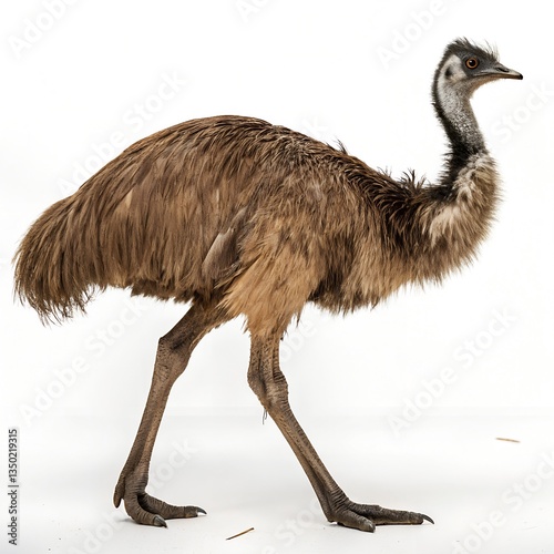 emu bird on white background wildlife photography