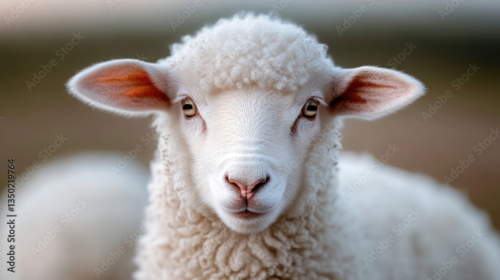 Close-up of a fluffy, white lamb Close-up of a fluffy, white lamb