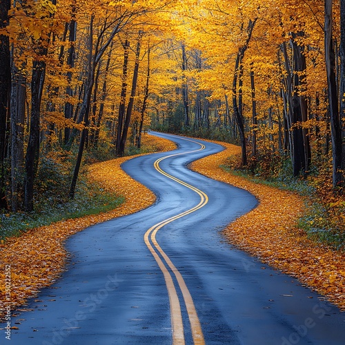 Winding path amidst autumn forest trees high resolution hd photo