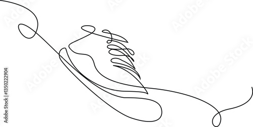 Sport Sneaker shoes in continuous line art drawing style, sneakers are drawn with one line. Sports shoes in a linear style. Vector illustration, Shoe Continuous Line Icon.