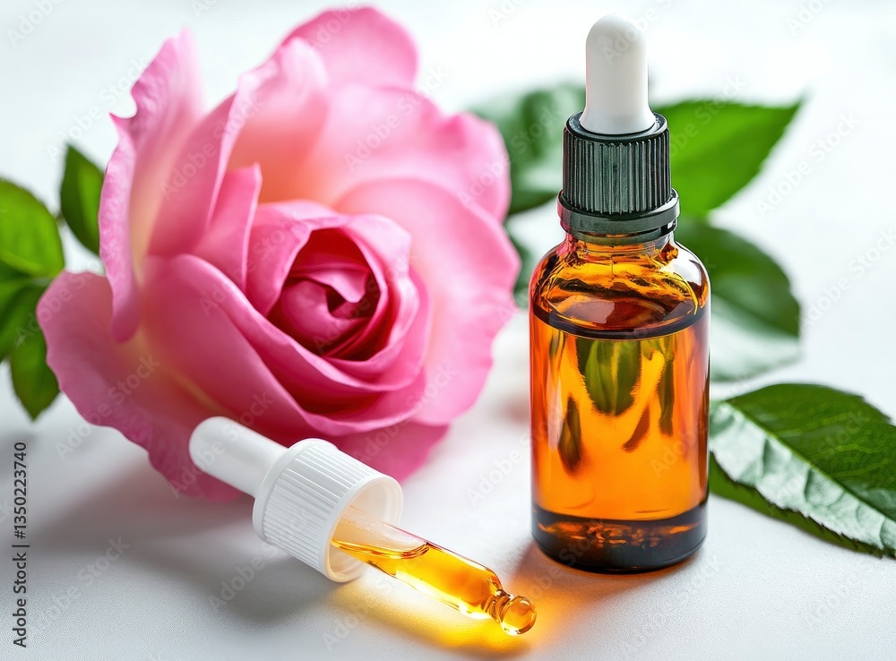 Rose Essential Oil with Dropper Bottle for Aromatherapy and Skincare Rose Essential Oil with Dropper Bottle for Aromatherapy and Skincare