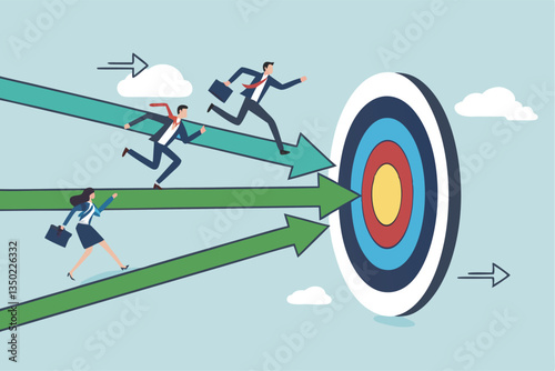 Stock Vector ID: 2559465909

Competition or race to reach business goal or target, effort or challenge to achievement, motivation, progress or performance win business competition concept, business pe