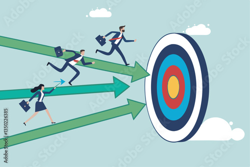 Stock Vector ID: 2559465909

Competition or race to reach business goal or target, effort or challenge to achievement, motivation, progress or performance win business competition concept, business pe