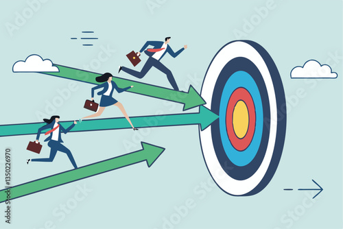 Stock Vector ID: 2559465909

Competition or race to reach business goal or target, effort or challenge to achievement, motivation, progress or performance win business competition concept, business pe