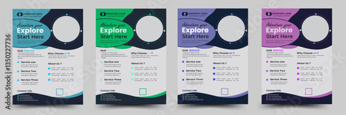 Simple Creative Promotional Corporate Business Flyer design template or brochure design,4 Variant Design, natural Shape, Circle shape, layout