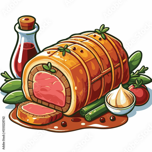 meat, food, traditional, slice, dinner, pastry, meal, beef, cooking, red, lunch, holiday, wellington, sauce, roasted, recipe, puff, cut, fillet, stuffed, steak, pie, christmas, tradition, ingredient, 