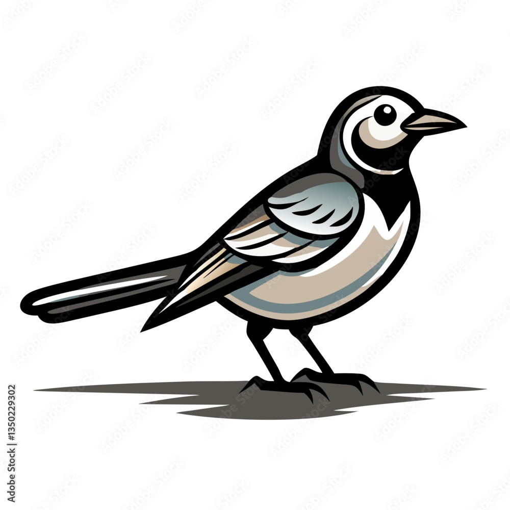 Obraz premium A detailed illustration of a bird, ideal for logos or design elements. It features a stylized depiction, perfect for branding or adding a touch of nature-inspired design